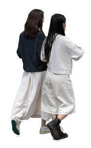 two asian women walking