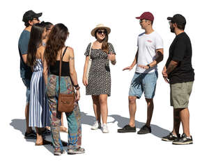 large group of friends standing and talking