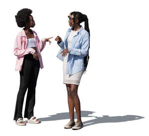 two women standing and talking