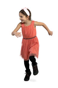 cut out little girl in a dress running around