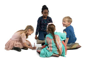 group of kids drawing on the floor