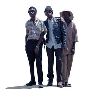 cut out group of backlit black men standing together