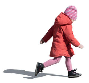 little girl in autumn running