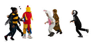 kids in animal costumes running around