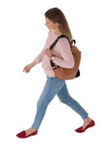 woman walking isolated on white background