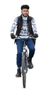 black man in a checkered shirt riding a bicycle - VIShopper