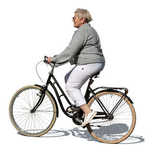 middle aged woman riding a bike