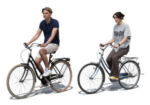 man and woman riding bikes