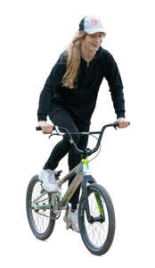 girl riding a bmx bike
