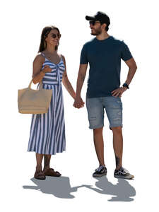 backlit couple in summer standing