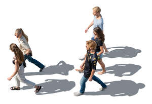 group of young people walking seen from above