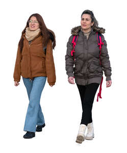 two women walking in autumn
