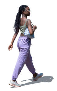 young black woman walking
