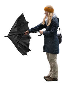 woman opening an umbrella