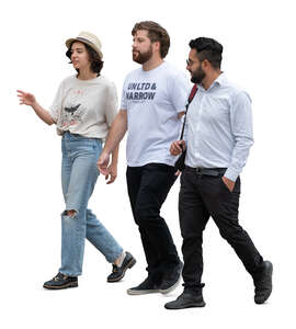 group of three people walking