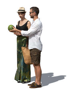 man and woman shopping at groceries market