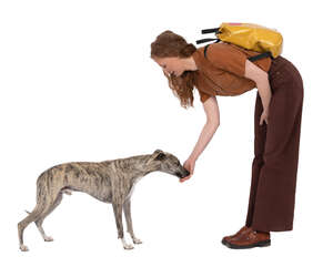 cut out woman petting a dog