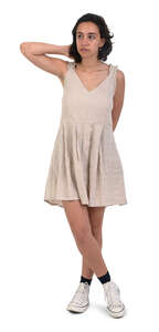 woman in a mini dress standing