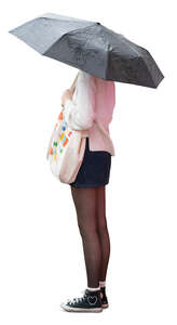 woman with an umbrella standing in the rain