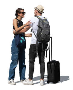 woman and man saying goodbye at the airport