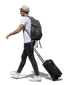 man with bags and suitcases walking