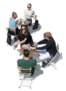 scene of people sitting in a cafe seen from above