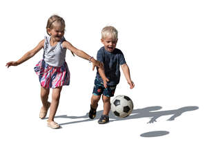two kids playing with a ball