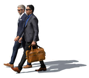 two businessmen walking outside