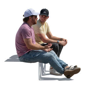 two men sitting and talking