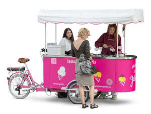 woman buying ice cream from an ice cream stand