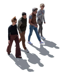 top view backlit image of people walking