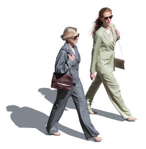 two businesswomen walking seen from above