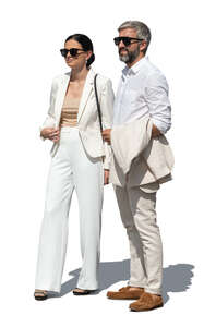 man and woman in elegant white clothing standing