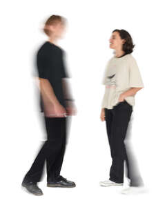 motion blur image of two people standing