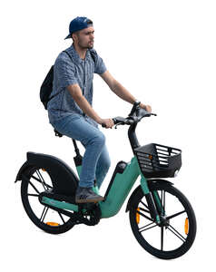 man riding an electric bike seen from above