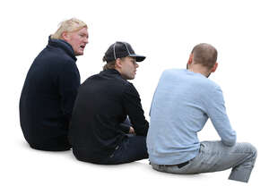 group of three men sitting