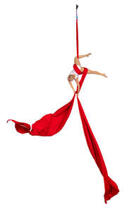 woman performing on aerial silk