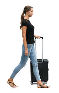 woman with a suitcase walking