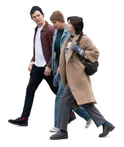 three young people walking