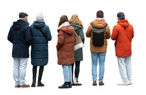 group of people wearing winter coats standing