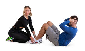 man and woman doing exercises