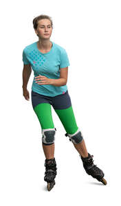 young woman roller blading