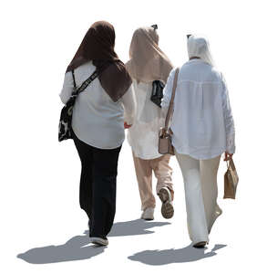 backlit group of muslim women walking