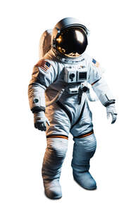 astronaut in a white space suit standing