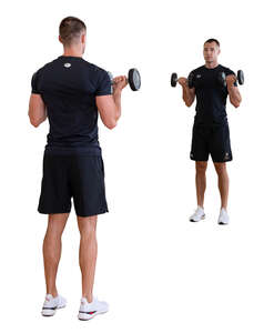man standing in front of the mirror and lifting weights