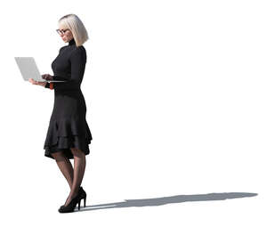 woman with a laptop standing