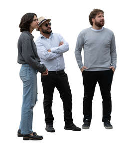cut out group of three people standing