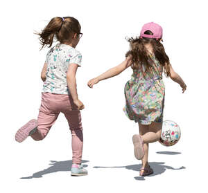 two cut out girls playing with a ball
