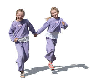 two girls running playfully hand in hand