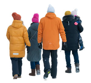cut out group of people walking in winter